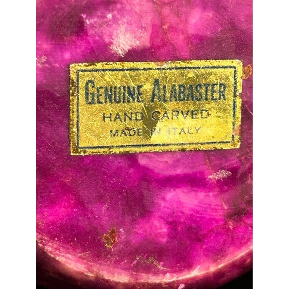 Vintage Alabaster Hand Carved Mushroom Made in Italy Purple Stone Figurine - Picture 6 of 8